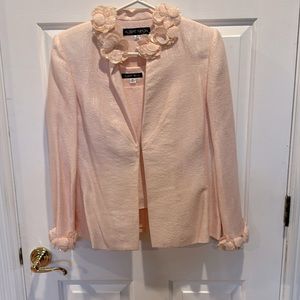 Albert Nippon 3 piece pink fully lined evening suit/skirt  with flower trim